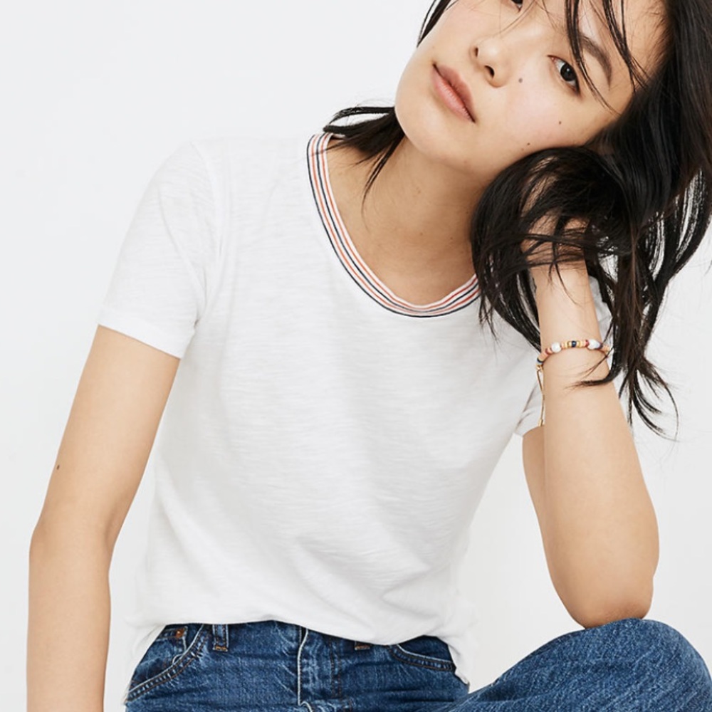 Madewell White Whisper Cotton Ringer Tee